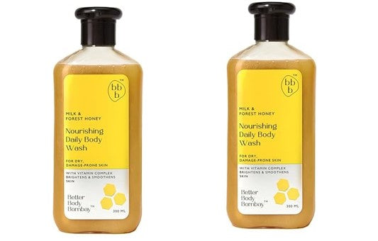 BBB Better Body Bombay Milk & Forest Honey Nourishing Daily Body Wash | For Normal to Dry Skin | Nourishes, Rejuvenates & Cleanses | For Dry & Damage Prone Skin (Pack of 2)
