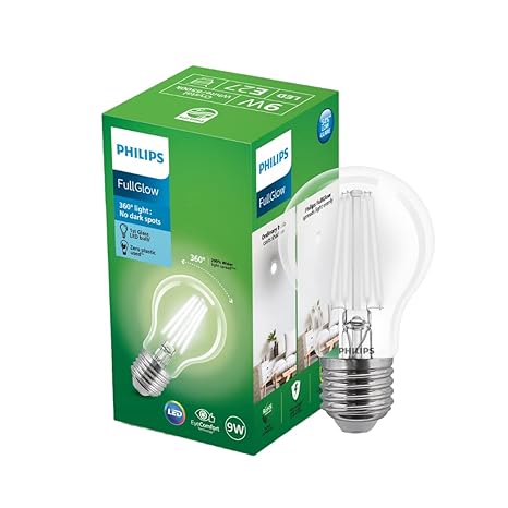 PHILIPS Full Glow 9-watt B22 LED Bulb | Warm White, (Pack of 6)