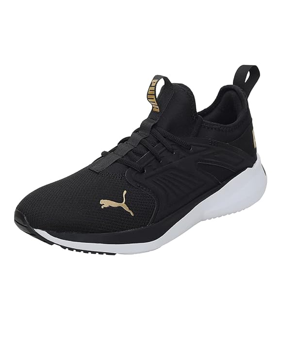 Puma Men's Soft ride Fly Black Team Gold Walking Shoe-3 Kids UK (37616406)
