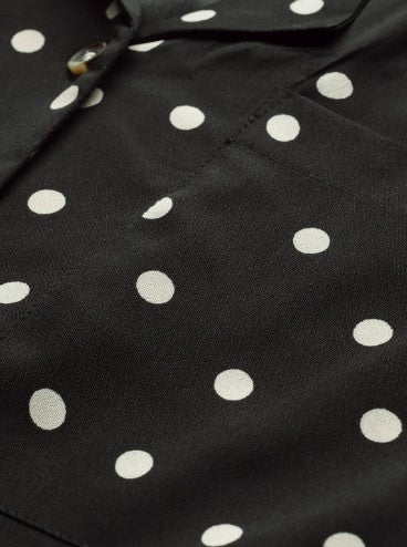 Harvard Women Black & White Regular Fit Printed Casual Shirt With Tie-Up Detail (Size-L)