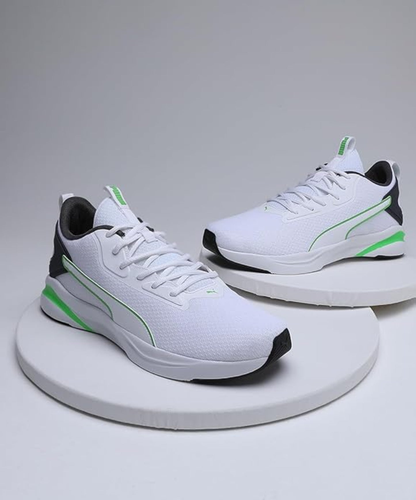 Puma Mens Softride Rift Runlyn White-Dark Coal-Parakeet Green Running Shoe - 7 UK (31076401)