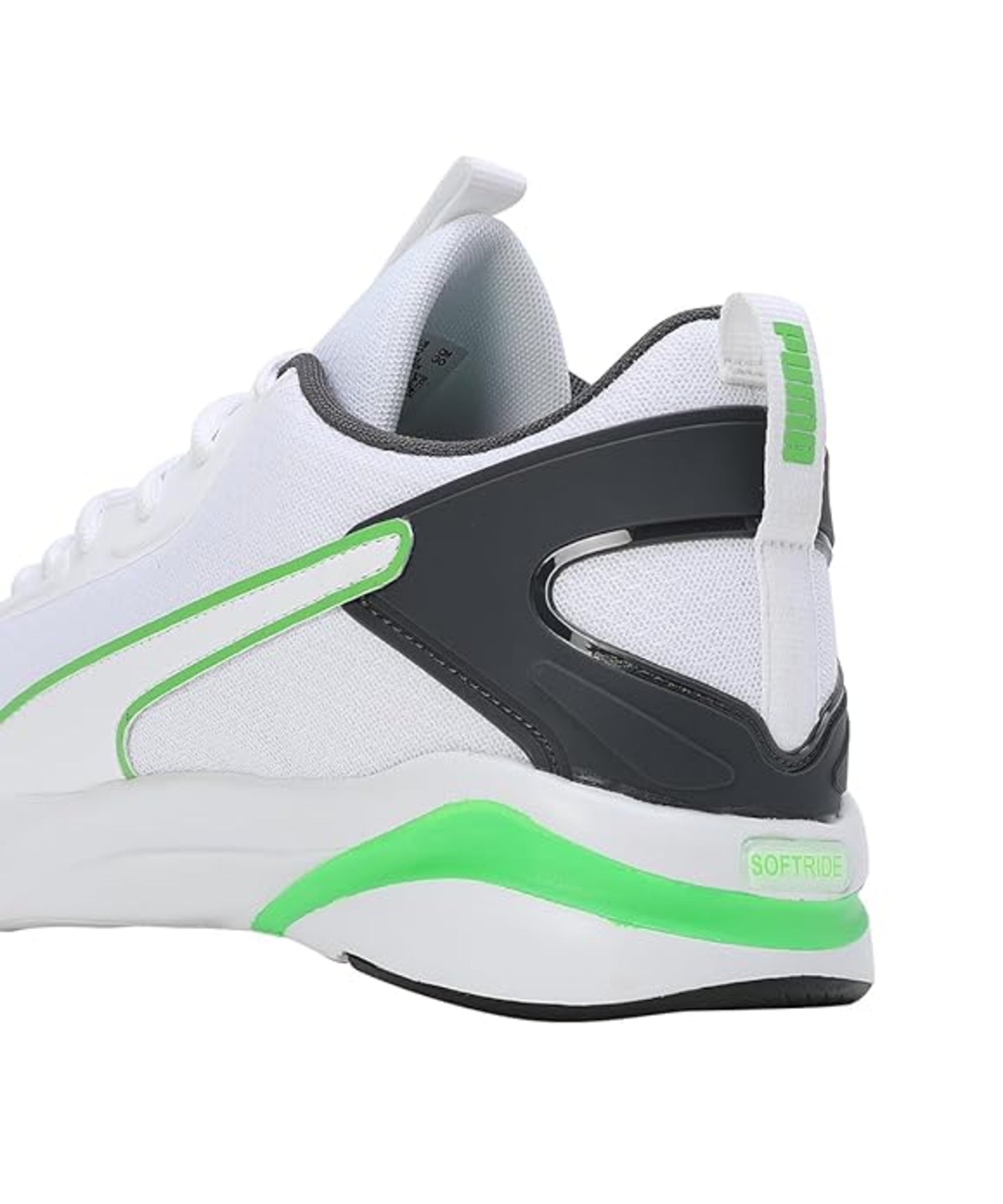 Puma Mens Softride Rift Runlyn White-Dark Coal-Parakeet Green Running Shoe – (31076401)