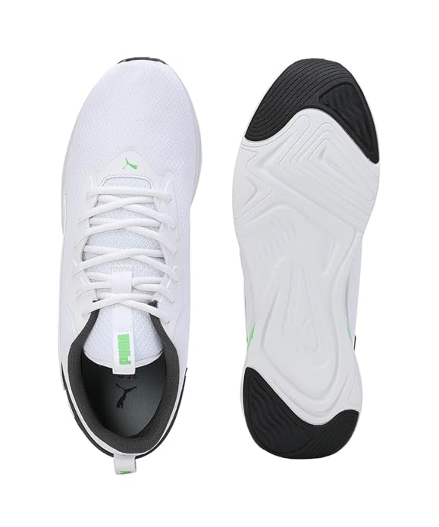 Puma Mens Softride Rift Runlyn White-Dark Coal-Parakeet Green Running Shoe – (31076401)