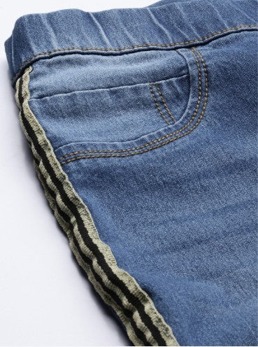 Roadster Women Blue Washed Mid-Rise Side Striped Denim Jean's (Size-30)