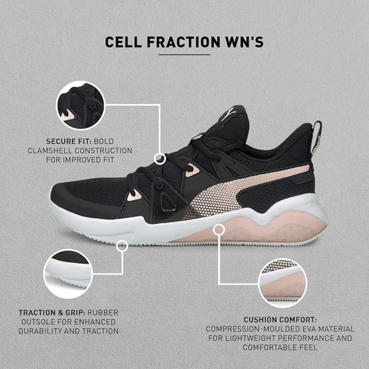 Puma Women's Cell Fraction WN's Black-Lotus Running Shoe-3 UK (19436205)