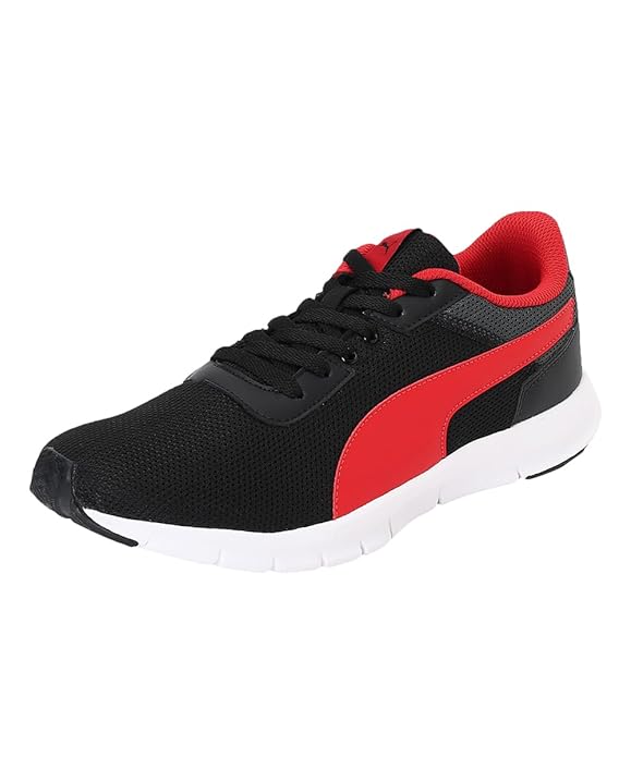 Puma Mens Flexy Black-Dark Shadow-High Risk Red Sneaker (39027502)