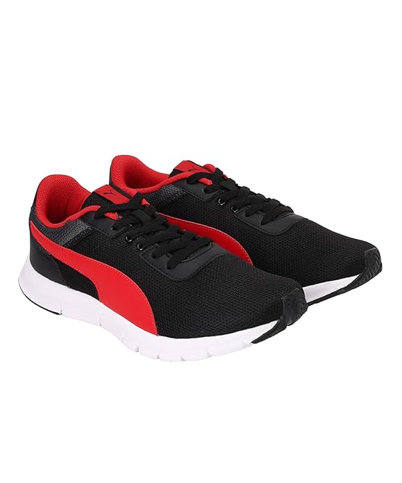 Puma Mens Flexy Black-Dark Shadow-High Risk Red Sneaker (39027502)