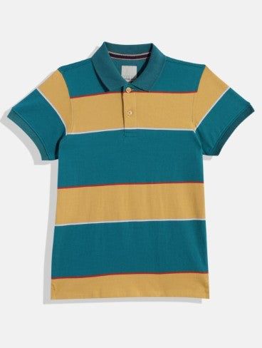 UTH by Roadster Boys Striped Pure Cotton Polo Collar T-shirt (Size-14-15Y)