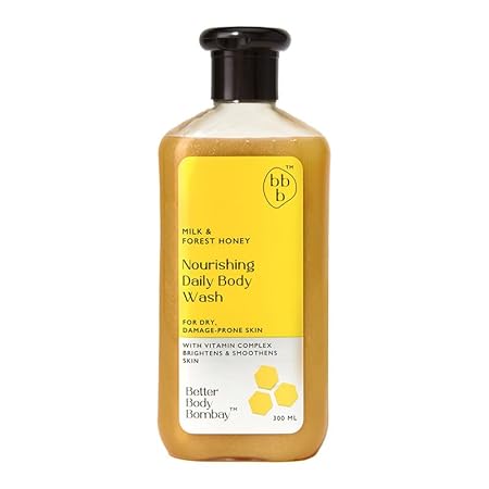 BBB Better Body Bombay Milk & Forest Honey Nourishing Daily Body Wash | For Normal to Dry Skin | Nourishes, Rejuvenates & Cleanses | For Dry & Damage Prone Skin (Pack of 2)