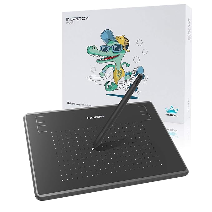 Huion Inspiroy H430P Drawing Graphics Tablet 4.8 x 3 inch Portable with 4096 Levels Pen Pressure and 4 Shortcut Keys Compatible with Windows Mac Android OS Linux