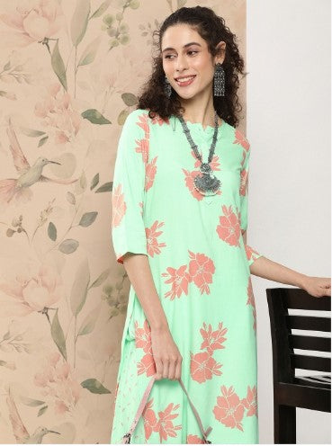 Anouk Floral Printed Regular Kurta with Printed Palazzos