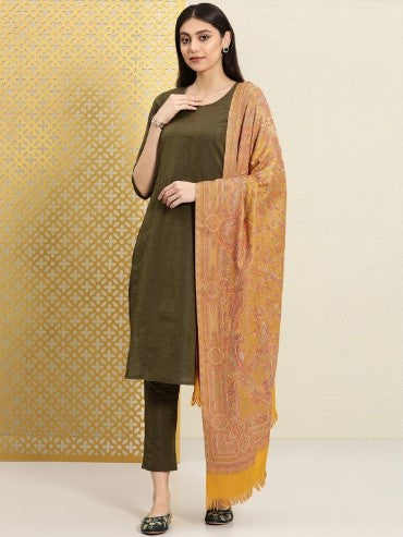 House of Pataudi Women Jashn Kurta with Trousers & Shawl (Size-XXL)