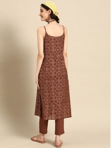 Sangria Ethnic Motifs Printed Kurta with Trousers (Size-XL)