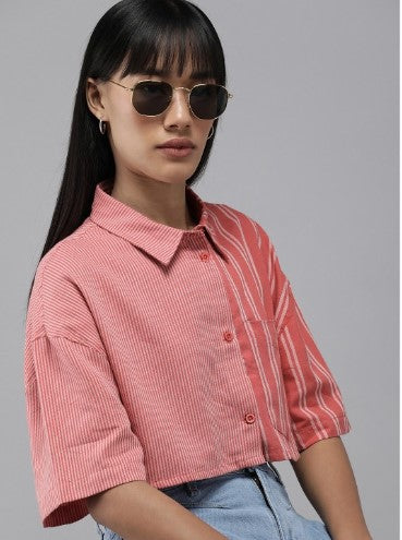 Roadster The Life Co. Pure Cotton Striped Casual Shirt (Size-S)