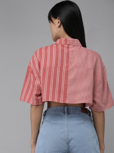 Roadster The Life Co. Pure Cotton Striped Casual Shirt (Size-S)