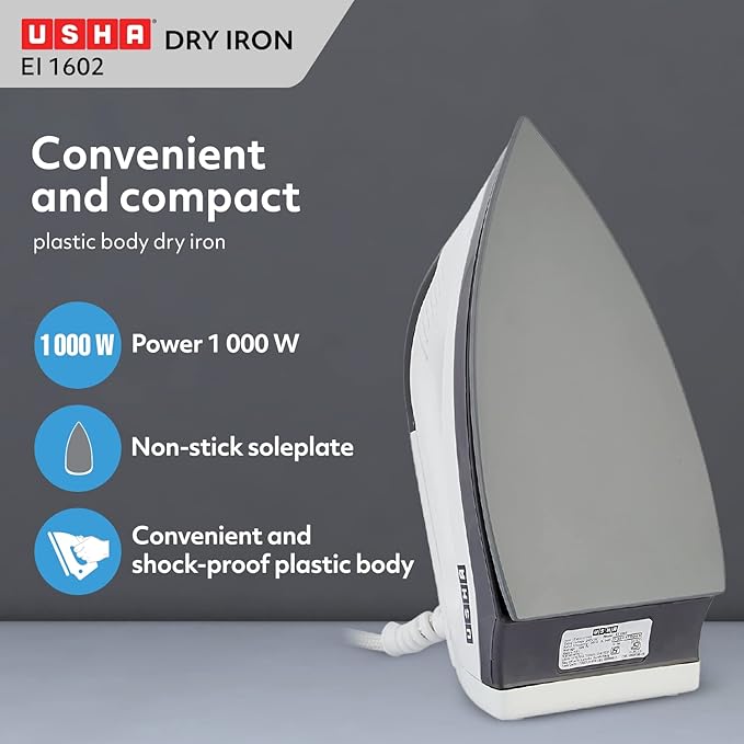 Usha EI 1602 1000W Lightweight Dry Iron