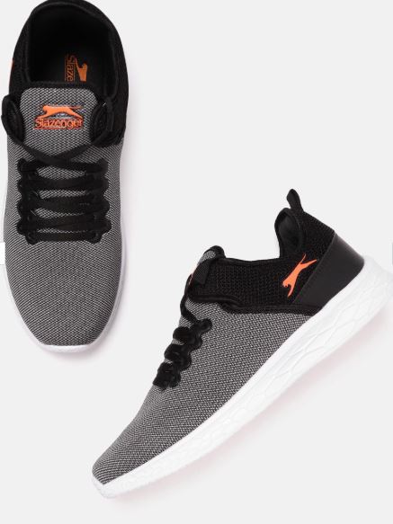 Slazenger Men Grey & Black Woven Design Running Shoes UK-6 (17437282)