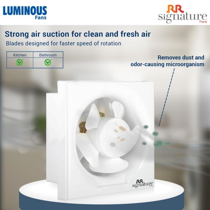 RR Signature Vento Deluxe 150 mm Exhaust Fan with Strong Air Suction, Rust Proof, Anti-Dust Shutters For Kitchen, Bathroom
