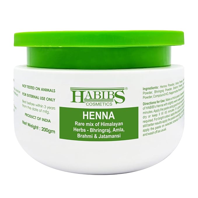 Habibs Cosmetics Natural Henna Mehndi Powder Enriched  200gm (Pack of 4)