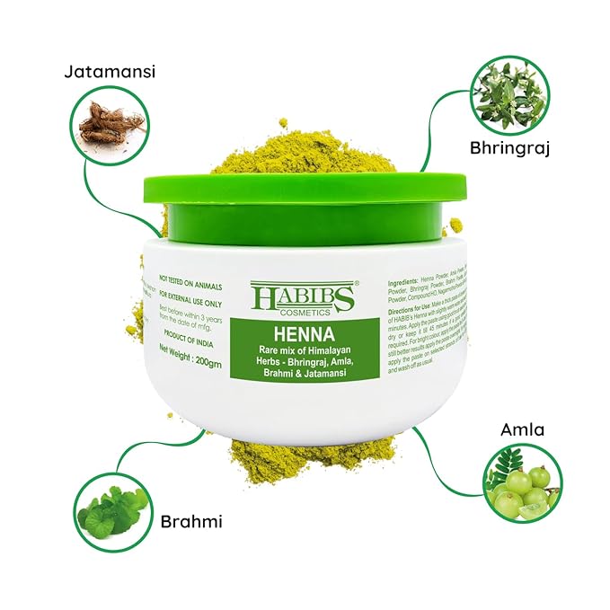 Habibs Cosmetics Natural Henna Mehndi Powder Enriched  200gm (Pack of 4)
