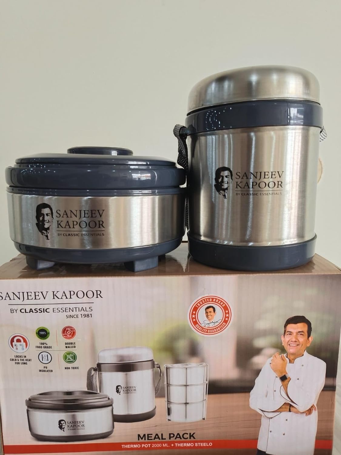 Sanjeev Kapoor Meal Pack, 2000 mL Thermo Pot and Thermo Steelo