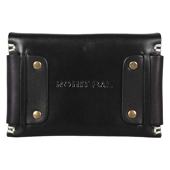 ROHIT BAL Modern Men's Leather Wallet with Card Holder and Currency Compartments, Black
