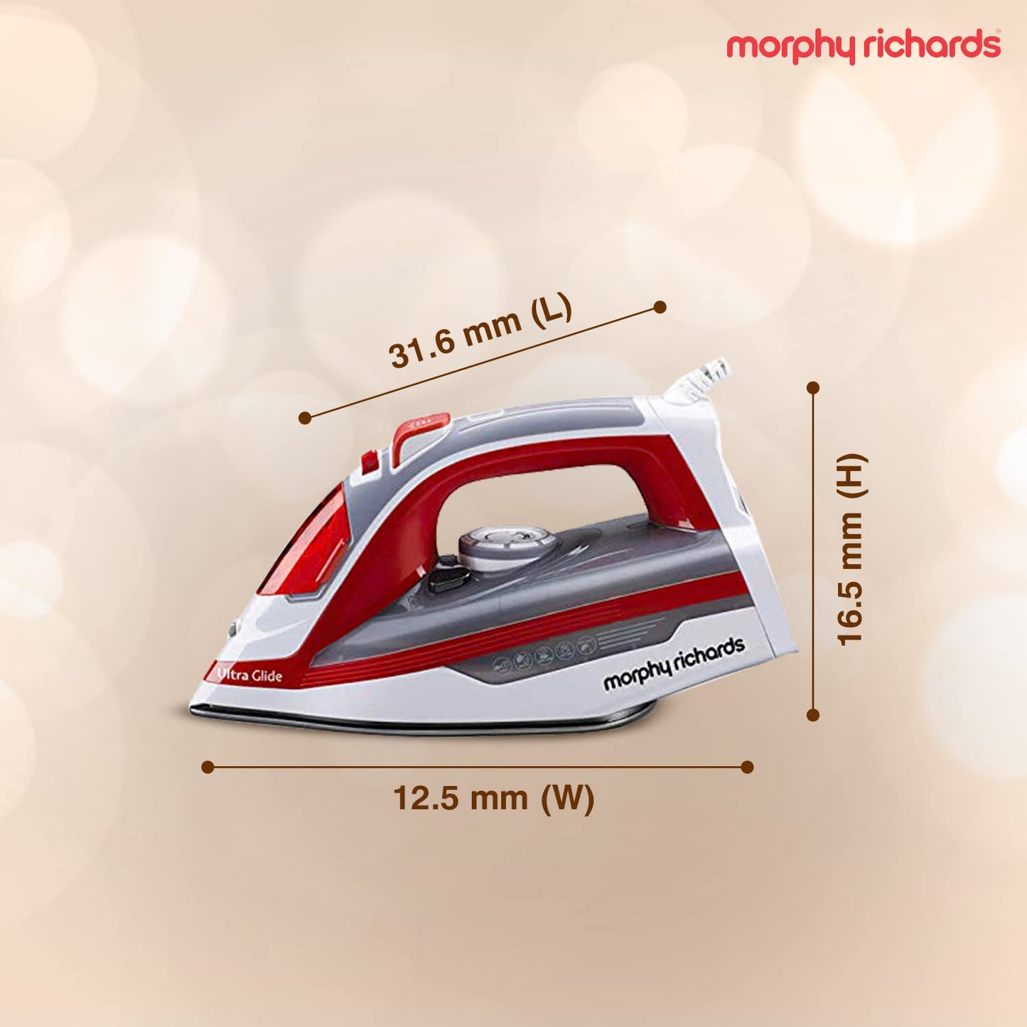 MORPHY RICHARDS ULTRA GLIDE 1600W RED GREY STEAM IRON