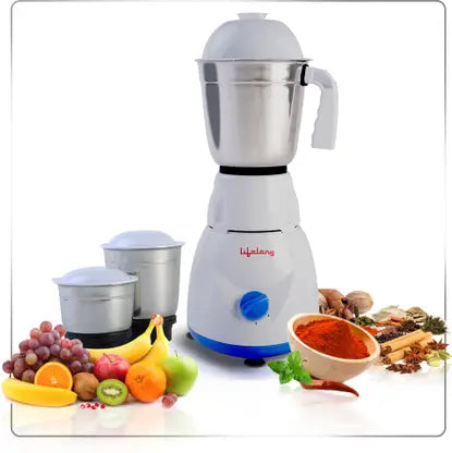 LIFELONG LLCMB02 500 W MIXER GRINDER (WHITE 3 JARS) & 1100 W DRY IRON (WHITE BLUE) SUPER COMBO