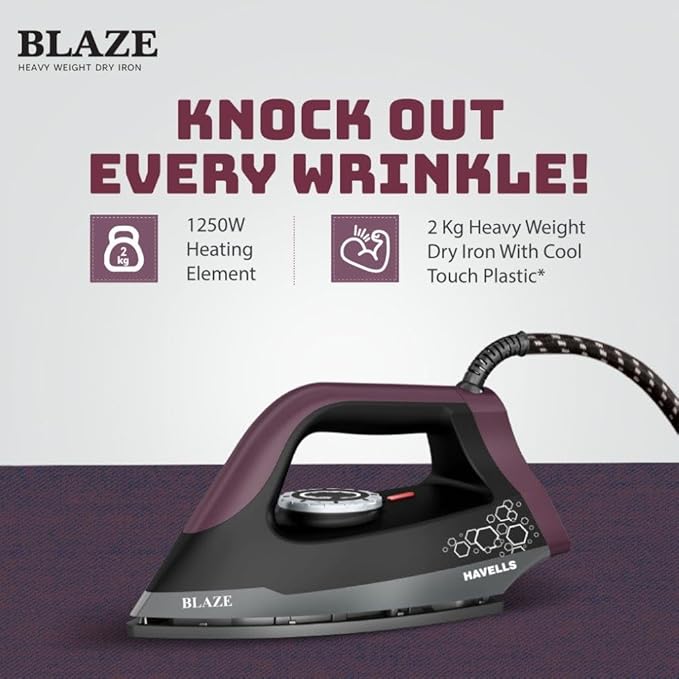 Havells Blaze Dry Iron 2 KG Heavy Weight Dry Iron