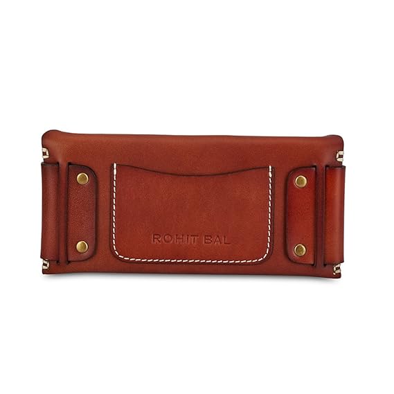 Rohit Bal Light Brown Leather Wallet with Flap for Men