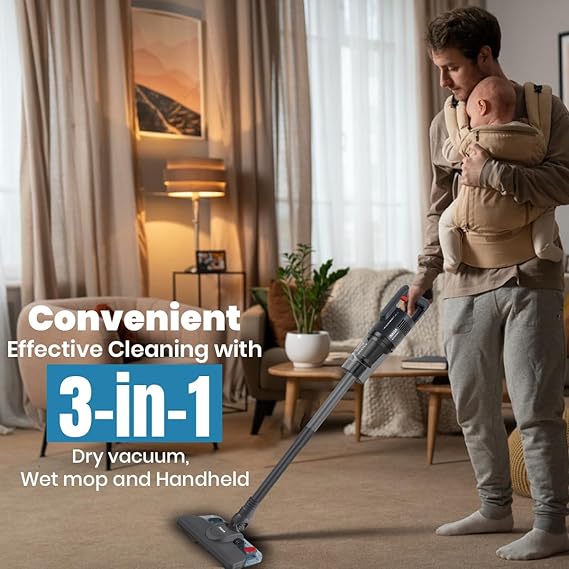 Inalsa Vacuum Cleaner with Mop for Floor Cleaning| 800 W Motor with Strong 16 KPA Suction|Electric Mop for Floor Cleaning|5 Level Efficient Filtration|Handheld Vacuum Cleaner for Home (Ozoy Mop Plus)
