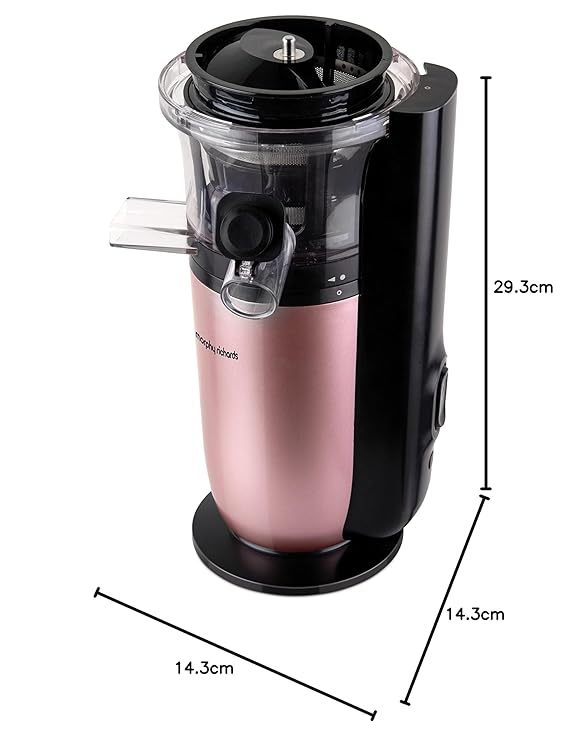 Morphy Richards Kenzo Cold Press Slow Juicer, 150 Watts Powerful Dc Motor, 60 Rpm Speed, With Stainless Steel Filter And Rev Button, Rose Gold, 150 Watts