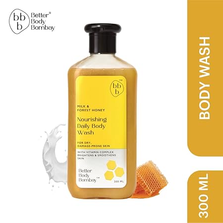 BBB Better Body Bombay Milk & Forest Honey Nourishing Daily Body Wash | For Normal to Dry Skin | Nourishes, Rejuvenates & Cleanses | For Dry & Damage Prone Skin (Pack of 2)