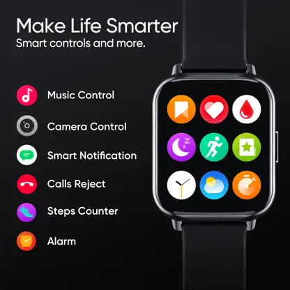 DIZO Watch 2 (by realme TechLife) (Black Strap, Free Size)