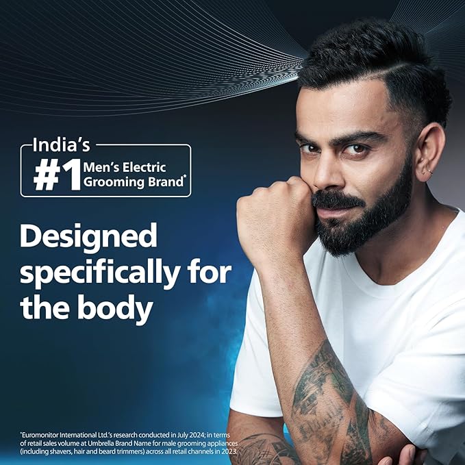 PHILIPS Bg1025/15 Showerproof Battery Powered Body Groomer Shaver For Men, Safe For All Body Areas, Including Private Parts, Black