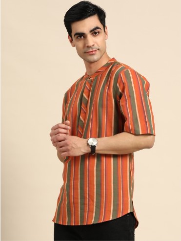 Anouk X Kaamkaaj Men Pure Cotton Striped Kurta (Size-42)