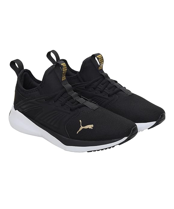 Puma Men's Soft ride Fly Black Team Gold Walking Shoe-3 Kids UK (37616406)