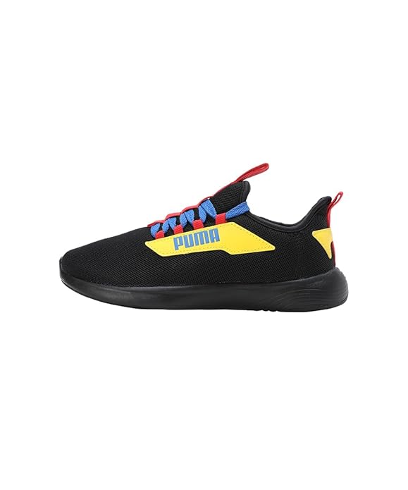 Puma Unisex-Kid Softride Vital Pro Jr Black-Red-Pelé Yellow Sneaker UK-4 (39680602)