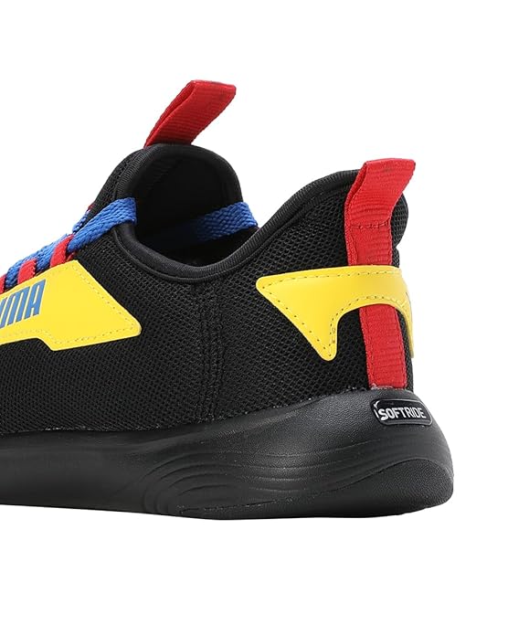Puma Unisex-Kid Softride Vital Pro Jr Black-Red-Pelé Yellow Sneaker UK-4 (39680602)