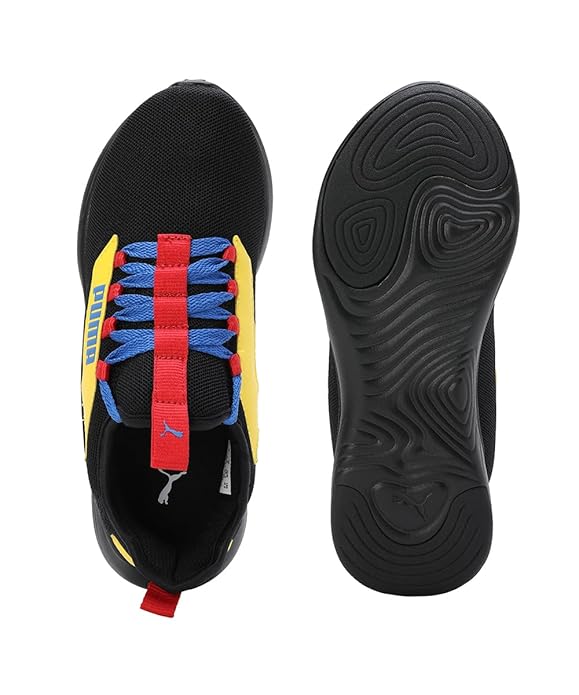 Puma Unisex-Kid Softride Vital Pro Jr Black-Red-Pelé Yellow Sneaker UK-4 (39680602)