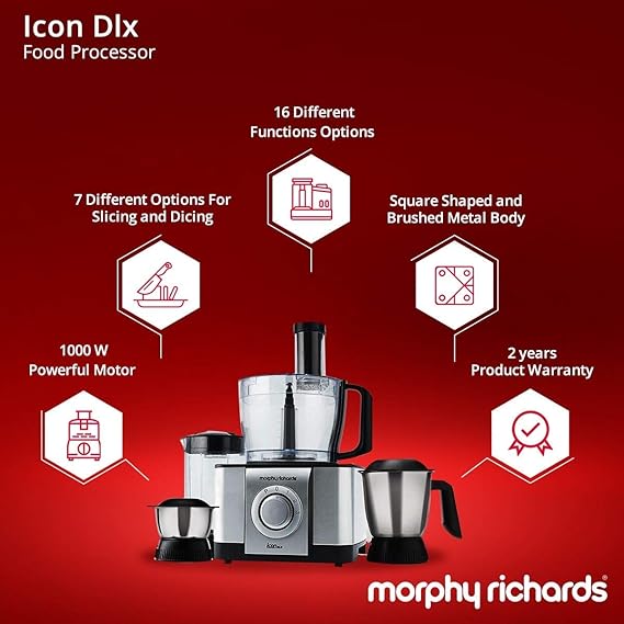 MORPHYRICHARDS ICON DLX FOODPROCESSOR (SS Brushed Finish Colour) (640080)