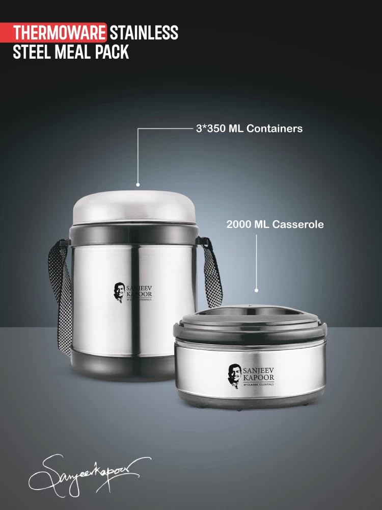 Sanjeev Kapoor Meal Pack, 2000 mL Thermo Pot and Thermo Steelo