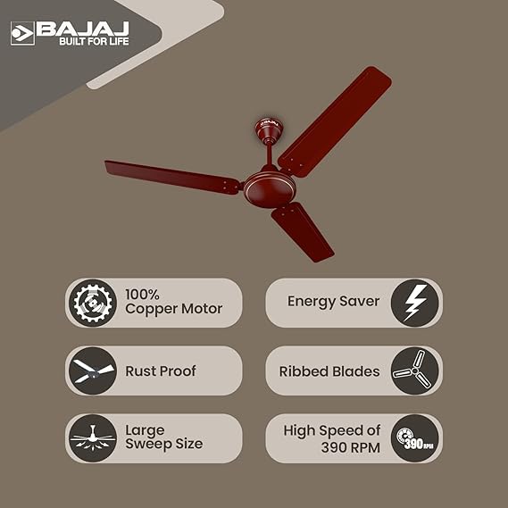 BAJAJ FRORE 1200 MM CEILING FAN (BROWN)