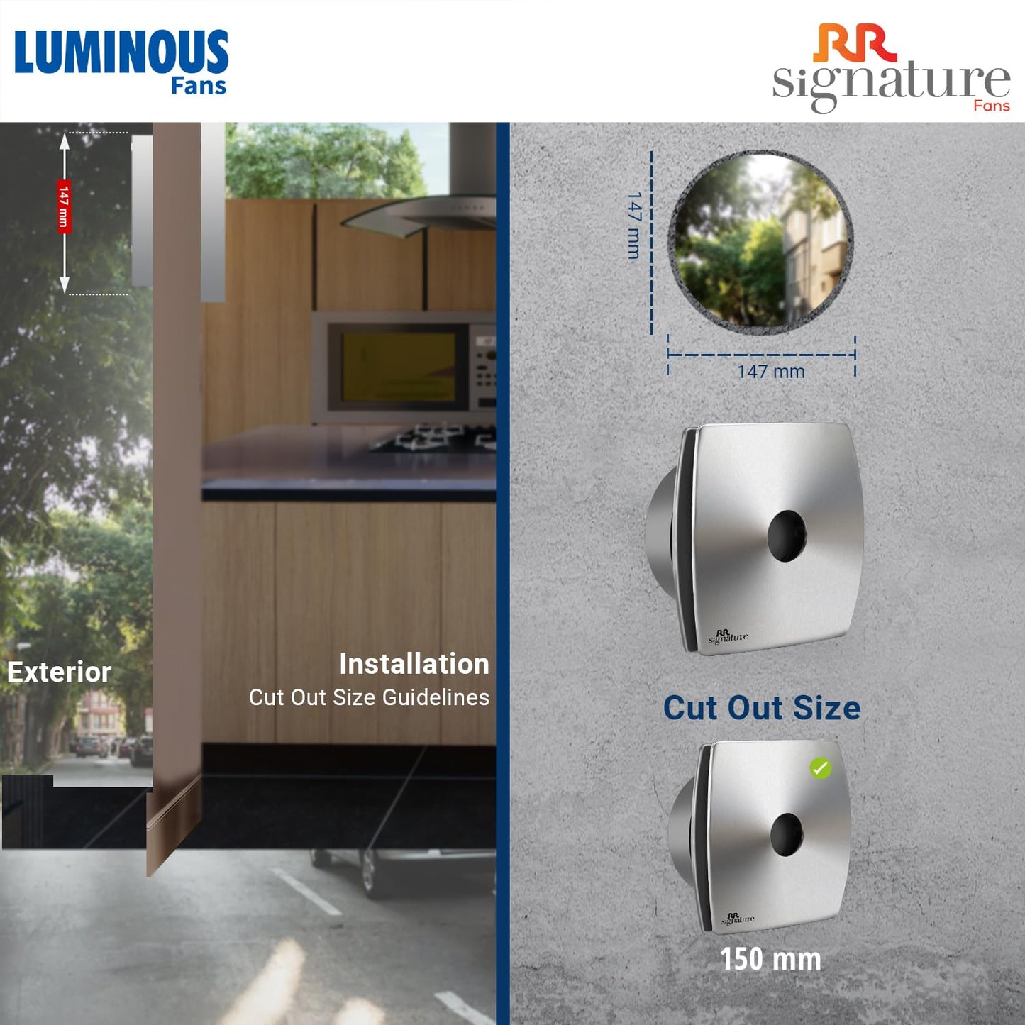 RR Signature Vento Air 150 MM High Speed Exhaust Fan, Bird Guard, Exhaust Fan for Bathroom, Noiseless, Anti-Rust Blades, Robust Body, Metal Finish