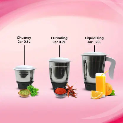 FABIANO FAB-MG-03 TULIP 500 WATTS MIXER GRINDER (3 JARS WHITE GREY)