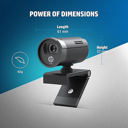 HP w100 480P 30 FPS Digital Webcam with Built-in Mic, Plug and Play Setup, Wide-Angle View for Video Calling on Skype, Zoom, Microsoft Teams and Other Apps (Black)