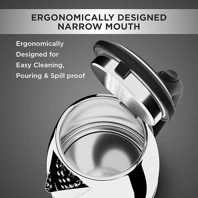 Butterfly EKN 1.5 Litre Stainless Steel Electric Kettle | 1500 W | 360� Swivel Power Base | Auto Shut Off | For Hot Water, Tea, Coffee, Noodles | Dry Boil Protection