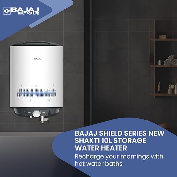BAJAJ SHIELD SERIES NEW SHAKTI 10L VERTICAL STORAGE WATER HEATER 4 STAR BEERATED HEATER FOR