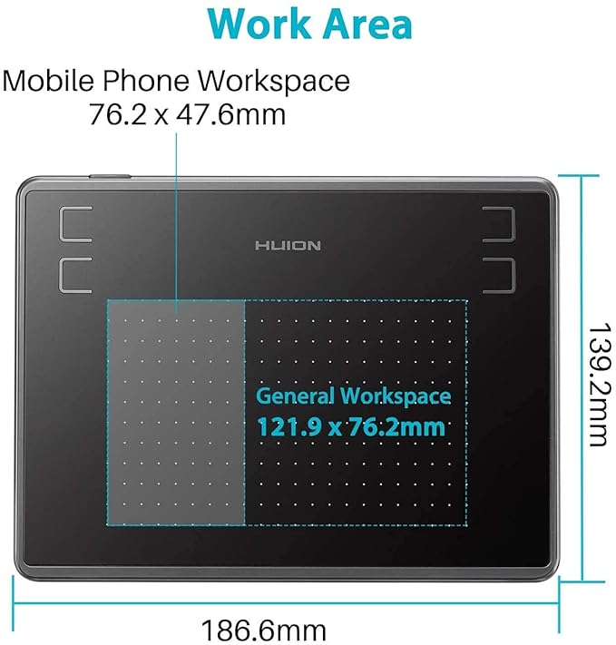 Huion Inspiroy H430P Drawing Graphics Tablet 4.8 x 3 inch Portable with 4096 Levels Pen Pressure and 4 Shortcut Keys Compatible with Windows Mac Android OS Linux