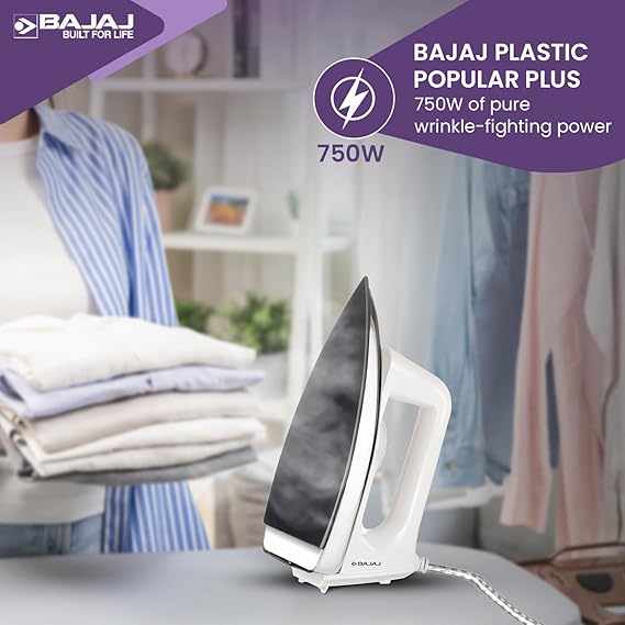 Bajaj Popular Plus 750W Dry Iron (White)